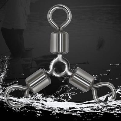 20Pcs/lot 3 Way Fishing Rolling Swivels Connector Stainless Steel Solid Rings Bearing High Quality Durable Portable Tackle