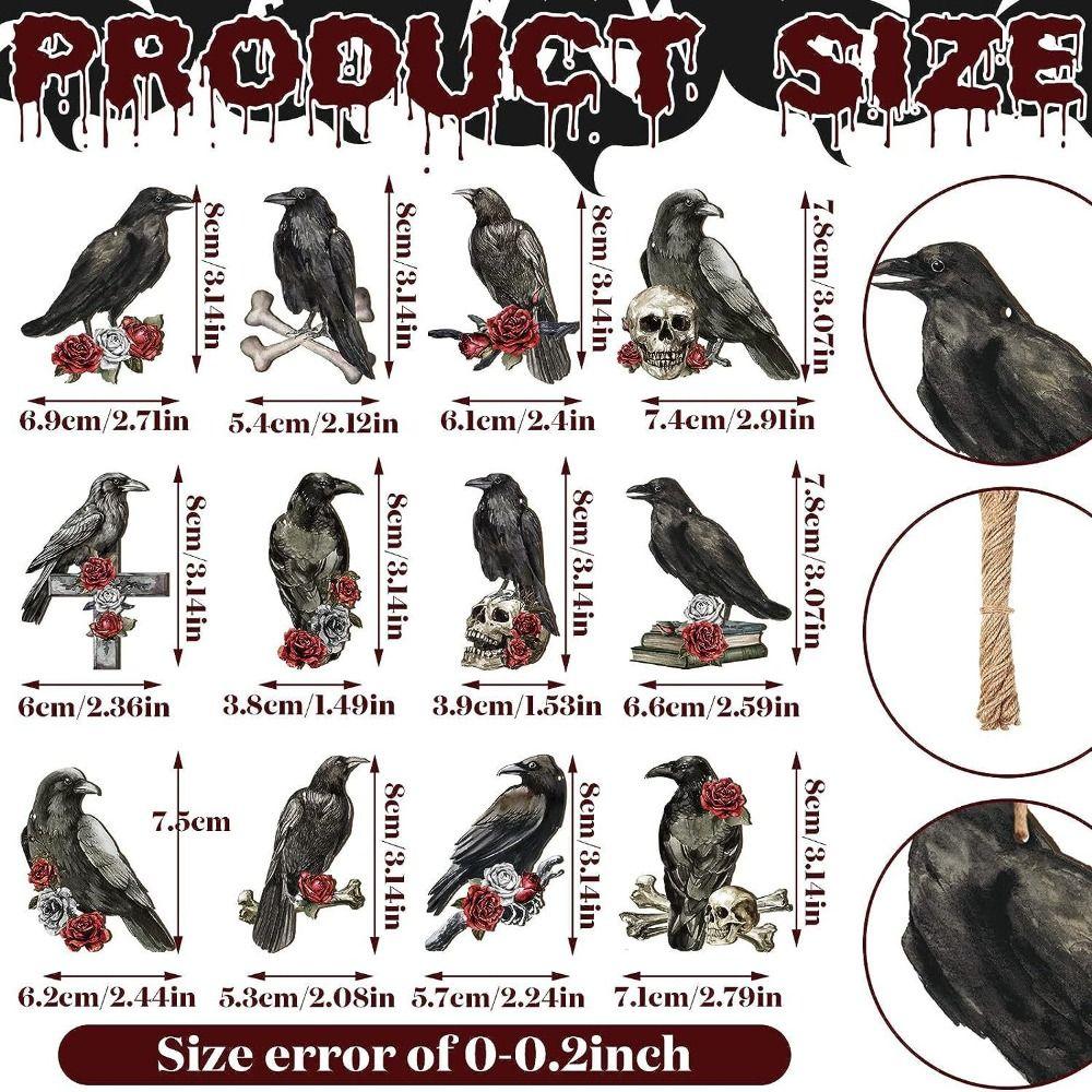 Glitter Wooden Sign Crow Decoration Spooky Halloween Wooden Hanging  Yard