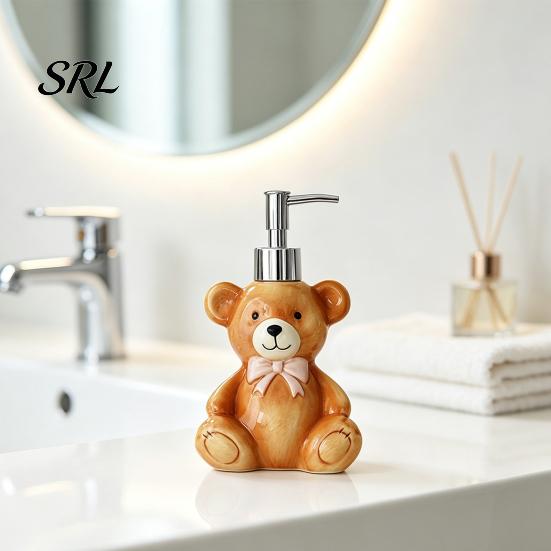 Ceramic Soap Dispenser Christmas Dispenser, Gingerbread Man House Bear Liquid Hand Container, Refillable Shower Gel Lotion Bottle for Bathroom Kitchen