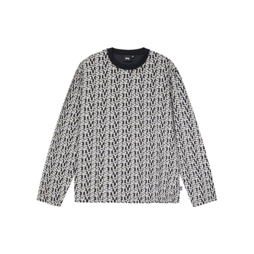 Stussy FW22 Letter Stripe Full Print Logo Crewneck Pullover Long Sleeve American Vintage Sweatshirt Men sweatshirt 1140313