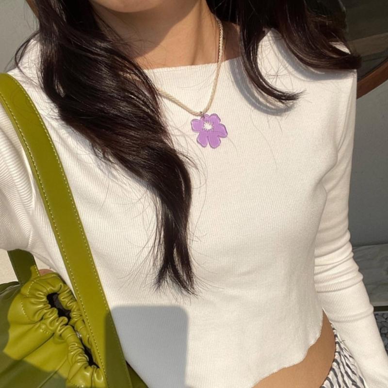 Sweet Irregular Flower Pendant Necklace Party Jewelry Fashion Statement Choker Fashion Simple Cord Collar Necklace