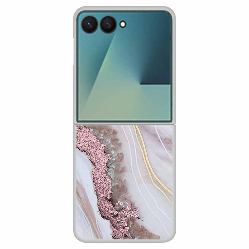 Funda For SAMSUNG Z Flip 7 Cases Marble Clear Hard PC Phone Back Cover for Galaxy Z Flip7 5G Back Cover ZFlip7 Transparent Shell