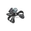 Korean Black Rhinestone Bow & Pearl Brooch for Women's Fashion Suits and Cardigans