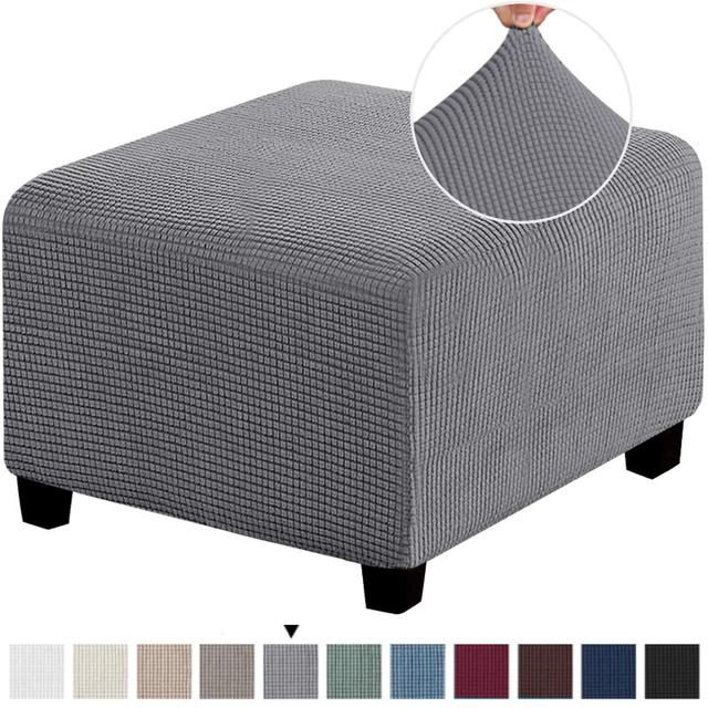 Quadratische Gewebte Jacquard Hockerbezug Elastisch All-Inclusive Hockerbezug Bank Hockerbezug Waschbar Möbel Schutzhülle Hockerbezug