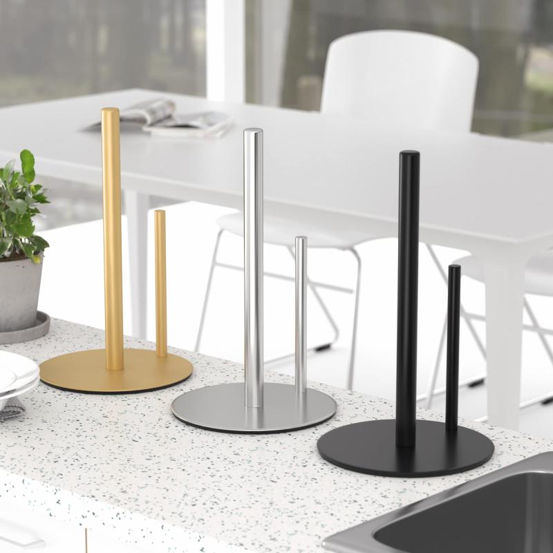 Kitchen Roll Paper Towel Rack Bathroom Stainless Steel Standing Paper Holder Silver Tissue Napkins Rack Home Table Decor