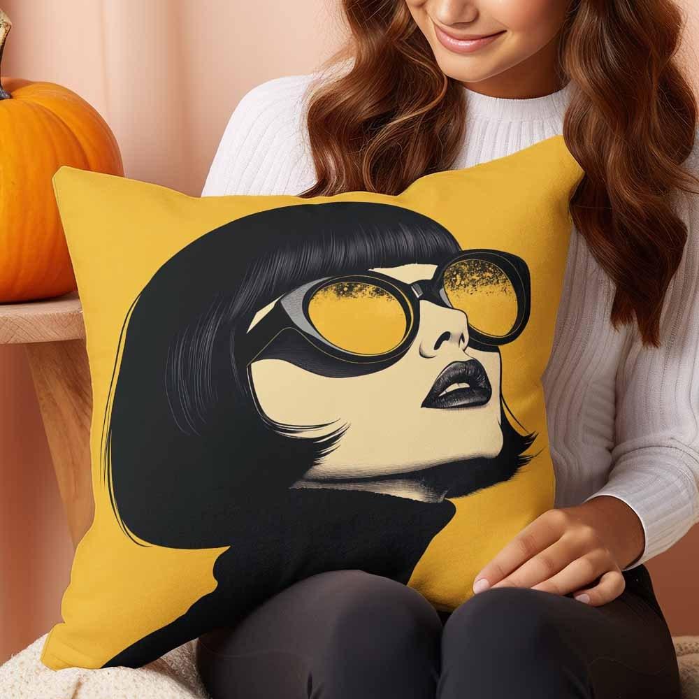 1Pc Pop Art Style Fashion Woman Printed Throw Pillow Cover, Suitable For Sofa, Bedroom, Living Room, A Unique Gift For Girls.