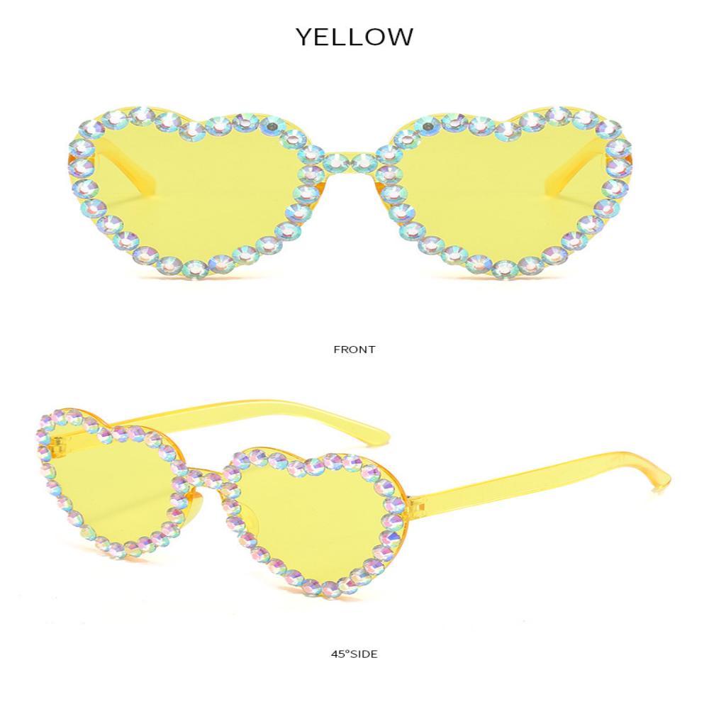 Ladies' Trendy Glasses Decorative Heart Shaped Sunglasses Uv400 Sunglasses Uv400 Diamonds Studded Sunglasses For Wedding Party