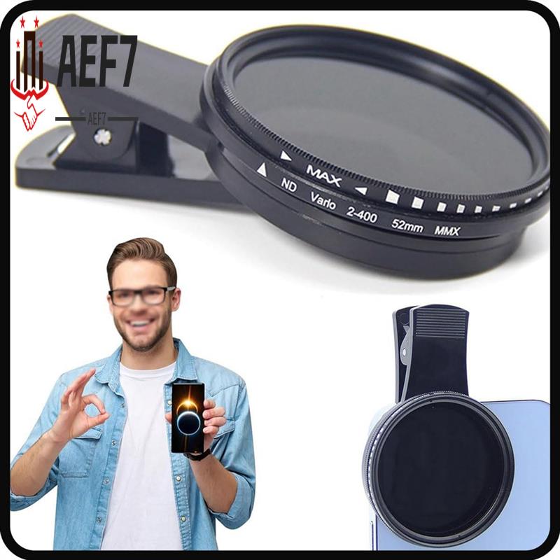 AEF7-1 Set Solar Eclipse Phone Filter 52Mm Camera Lens Filter ND 2-400 Smartphone Lens Filter With Clip Lens Cap
