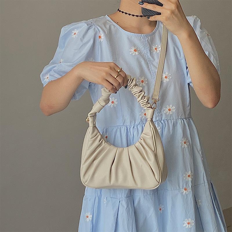 Women's Handheld Horn Folded Cloud Baguette Underarm Oblique Span Shoulder Bag