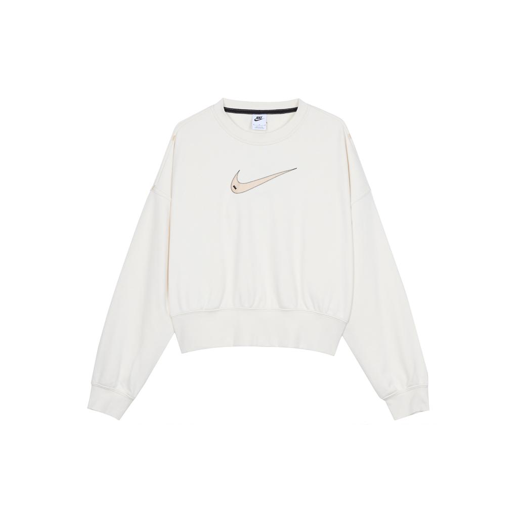 Nike Sportswear Swoosh Logo Embroidered Knit Pullover Hoodie White DO7212-030