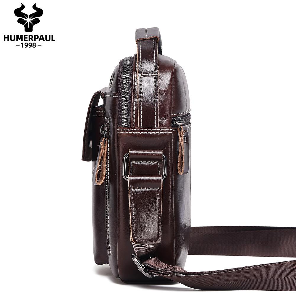 Humerpaul Men Leather Messenger Bag Multifunctional Shoulder Bag Handbag Briefcase Travel Backpack