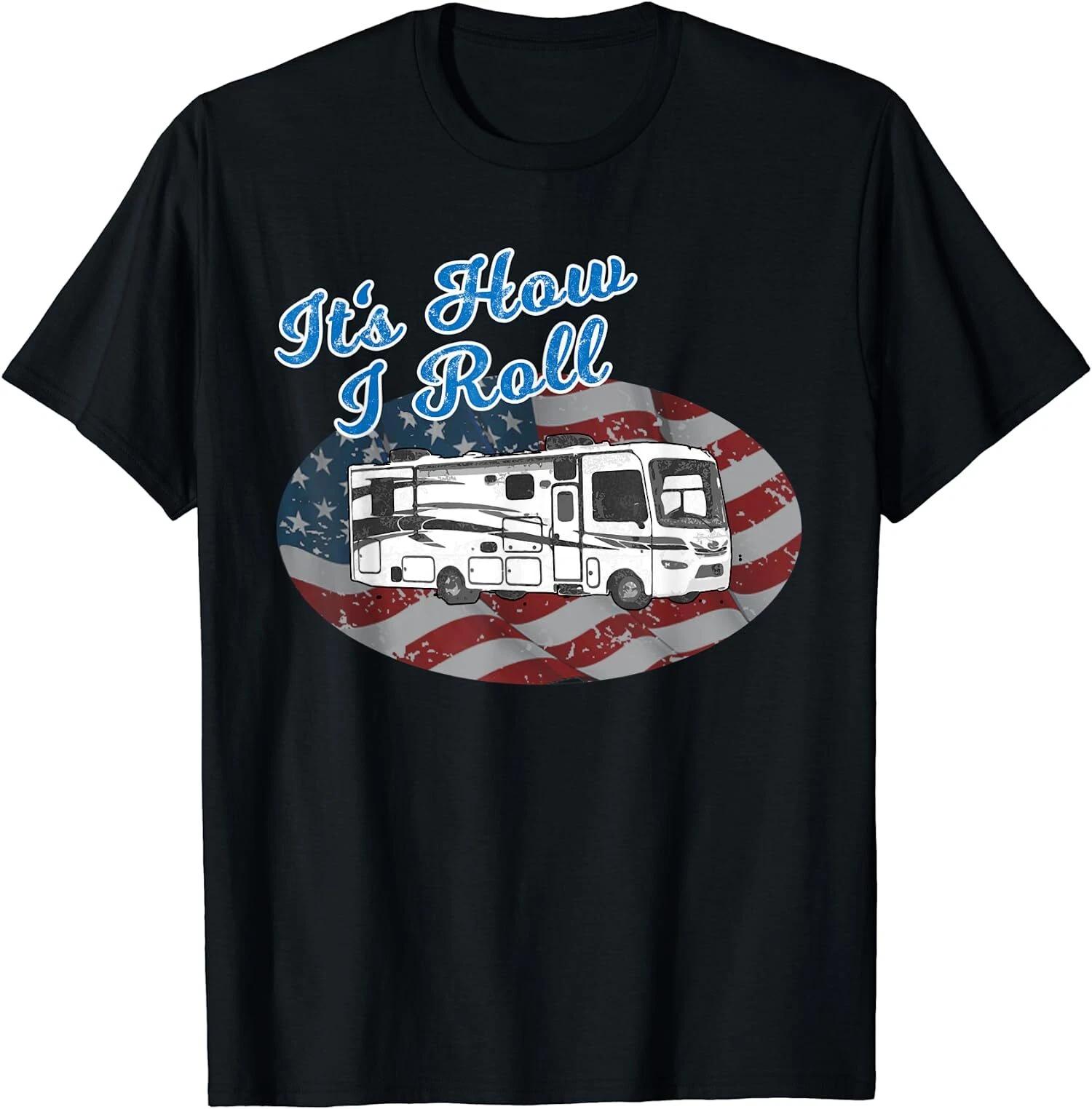 Vintage Retro RV Camping Camper Motorhome Flag T-Shirt M