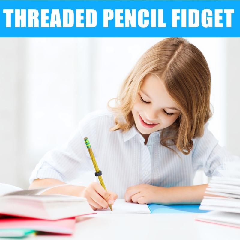 Quiet Focusing Aid Wooden Threaded Pencil With Rotating Nut Stress Relief Sensory Toy For Students Homework Writing Tool