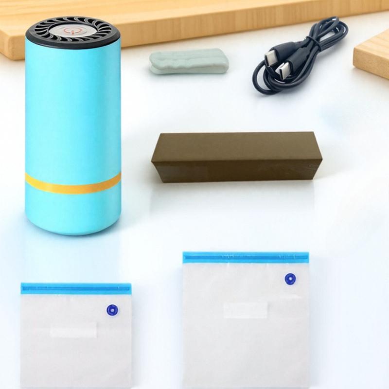 Electric Mini Wireless Vacuum Food Sealer Compact Portable Handheld Fresh Ingredient Preservation Kitchen Tool синий