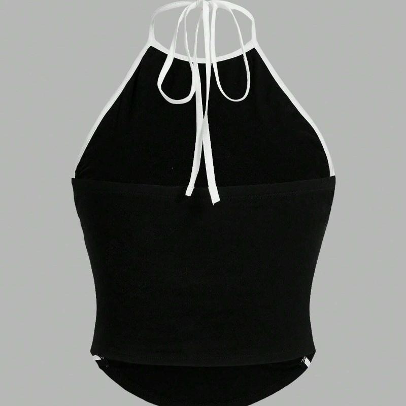 European and American Summer Simple Y2K Sexy Hanging Neck Strap Small Tank Top