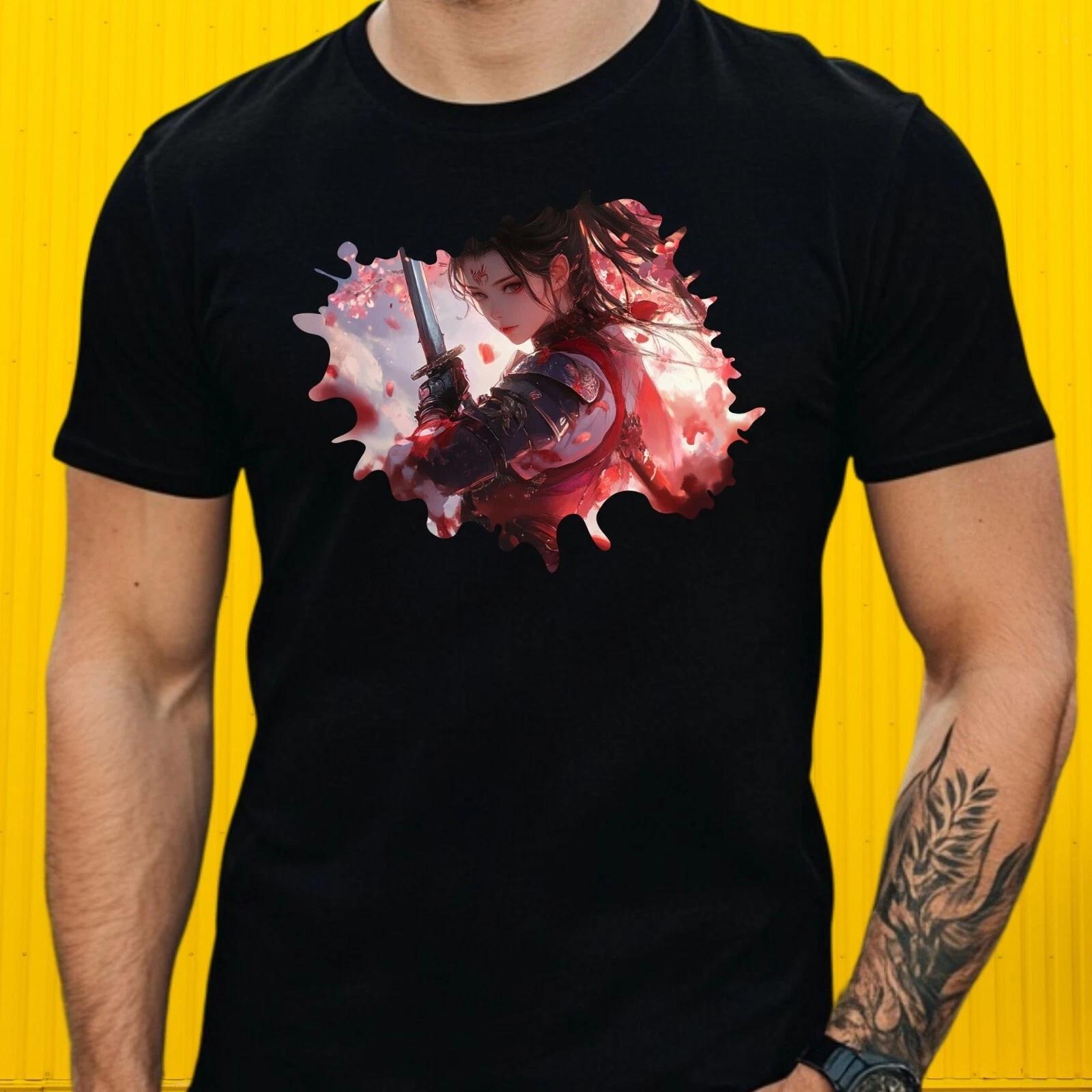 T-Shirt Herren Anime Kriegerin Motiv Baumwolle Größe S bis 5XL XXXL
