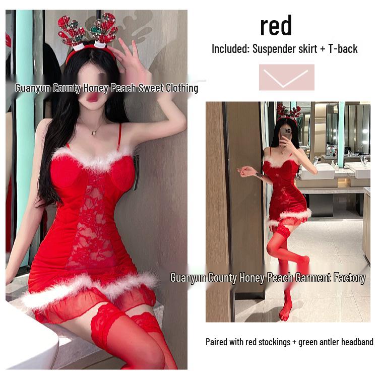 Festive Reindeer Lace Camisole Dress - Sexy & Cute Christmas Lingerie