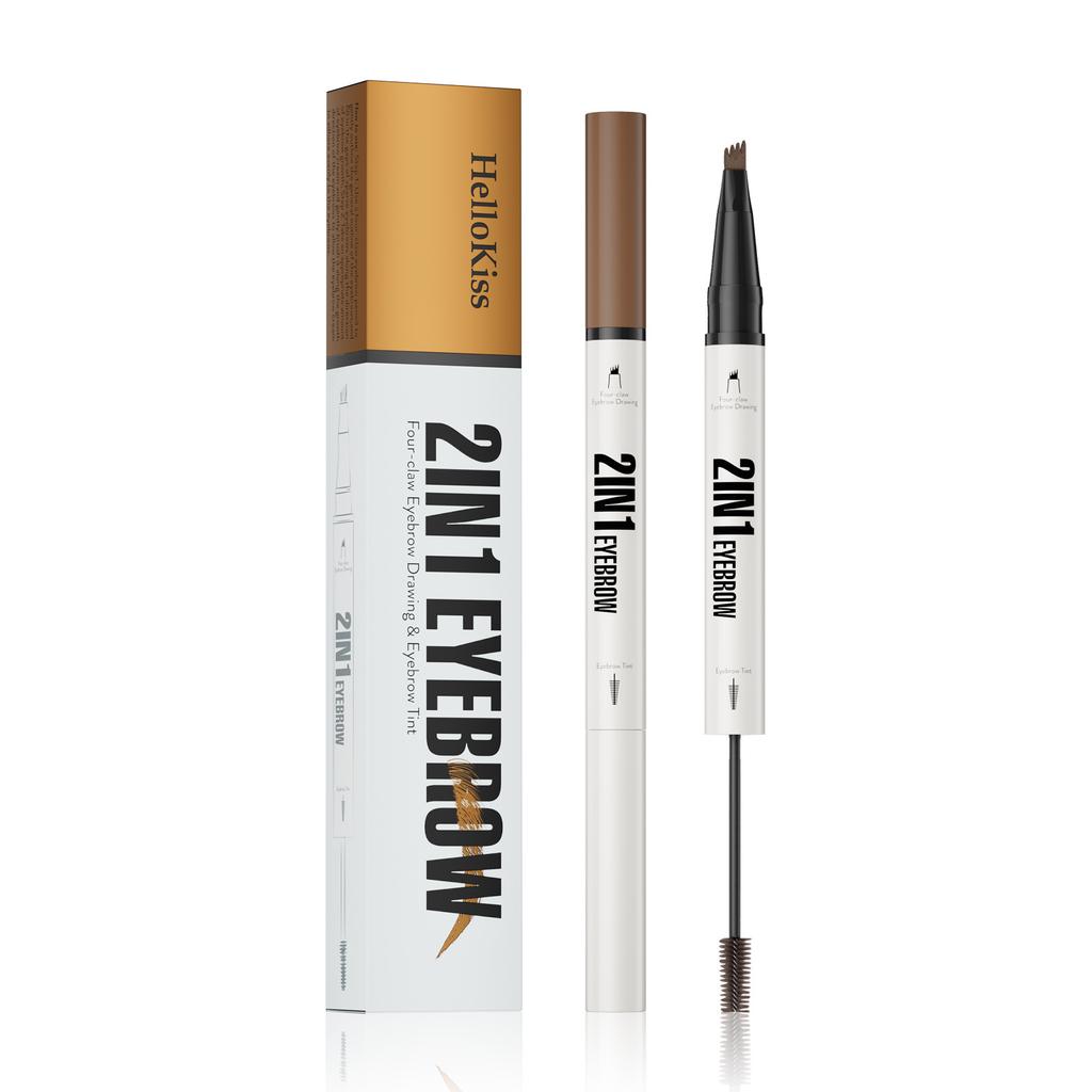 New Four-Pronged Eyebrow Pencil + Eyebrow Dye Cream Waterproof, Sweat-Proof And Non-Smudging 2-In-1 Liquid Eyebrow Pencil Eyebrow Dye Cream