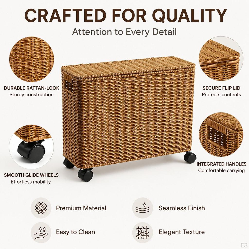 Cesto Contenitore Stretto con Manico Organizer Multiuso per Oggetti Vari Porta Riviste per Cucina