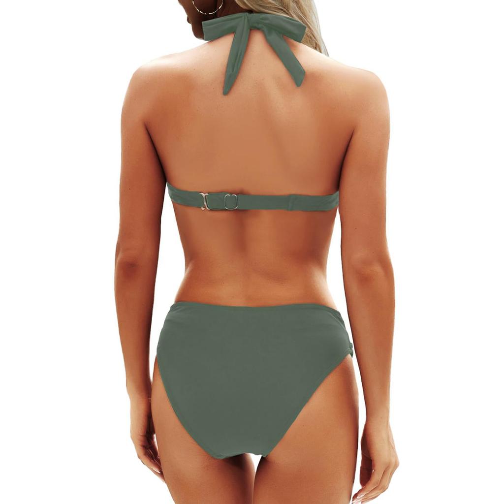Dames Elegante Tweedeels Bikini Set Gevoerd Zonder Beugel Badpak