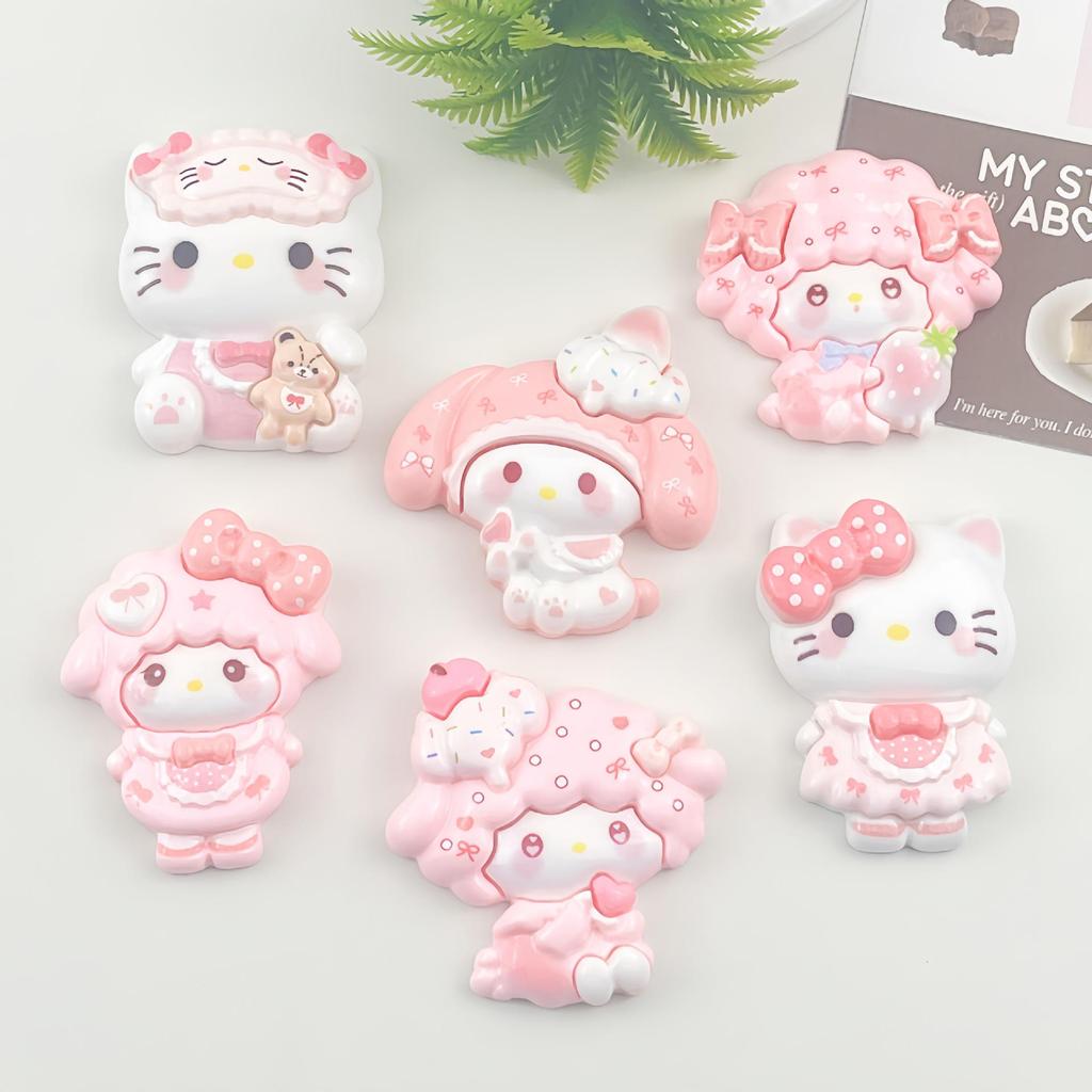 Cartoon Resin Accessories: Strawberry Melody Hair Clips, Keychains, Crocs Charms