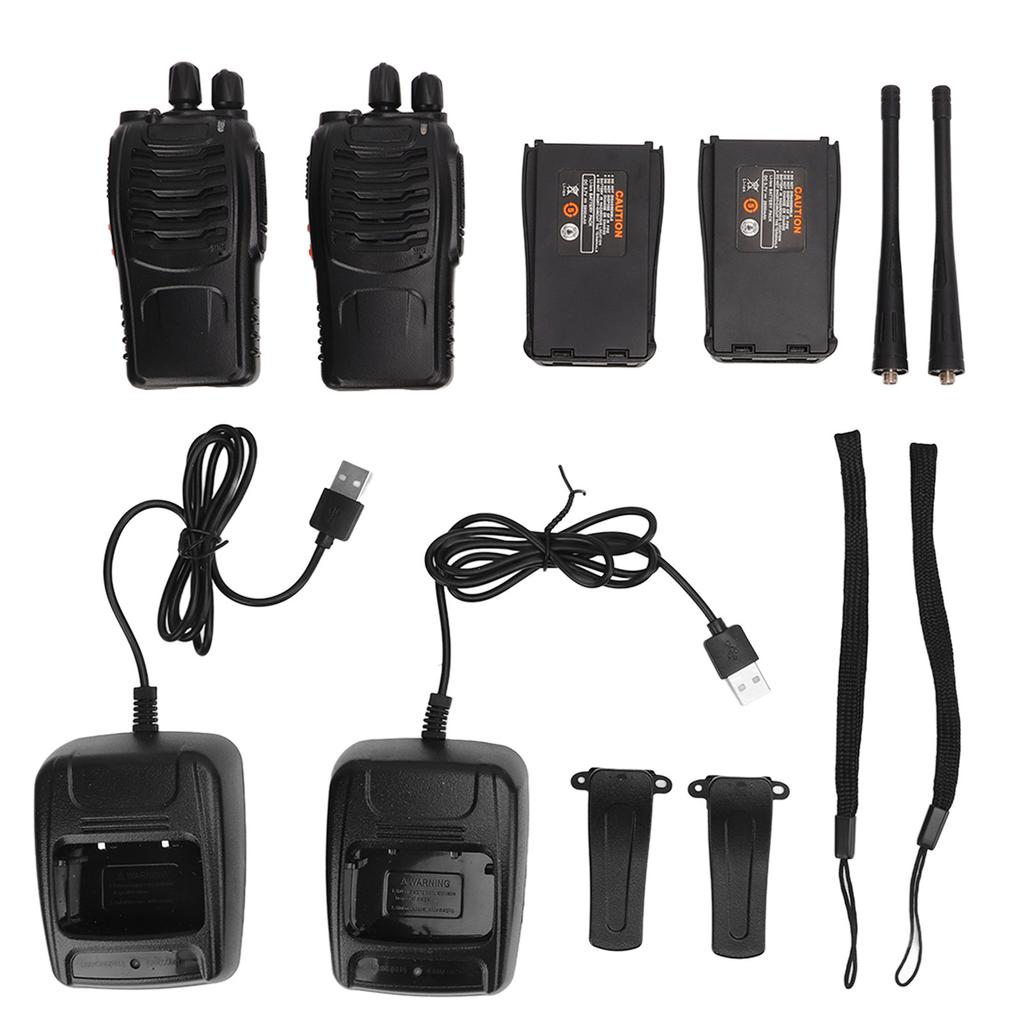 2 Pcs Walkie Talkie 16 Channels 400?470MHz Mini Two Way Radio with Base for Security Properties