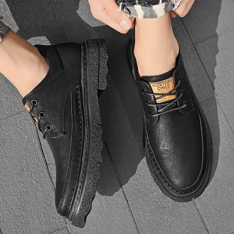 Fashion All-match Skate Shoes Men Genuine Leather Mens Sneakers Handmade Brand Men Casual Flats Lace-Up Classic Men Shoes for Wedding
