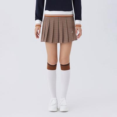 MARTINE GOLF Check Half Pleats Skirts_Beige