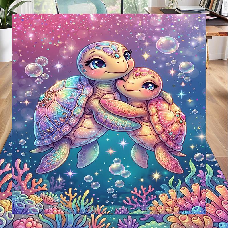 Underwater Two Sea Turtles Office Rug Chair Mat, Entryway Carpet, Suitable for Front Door, Bedroom, Living Room, Desk, Holiday Gift