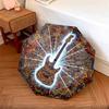Vintageguitar Pattern Pattern New Style Umbrella, 1 Piece Automatic Folding Umbrella, Portable Travel Umbrella, Outdoor Umbrella, Birthday Gift