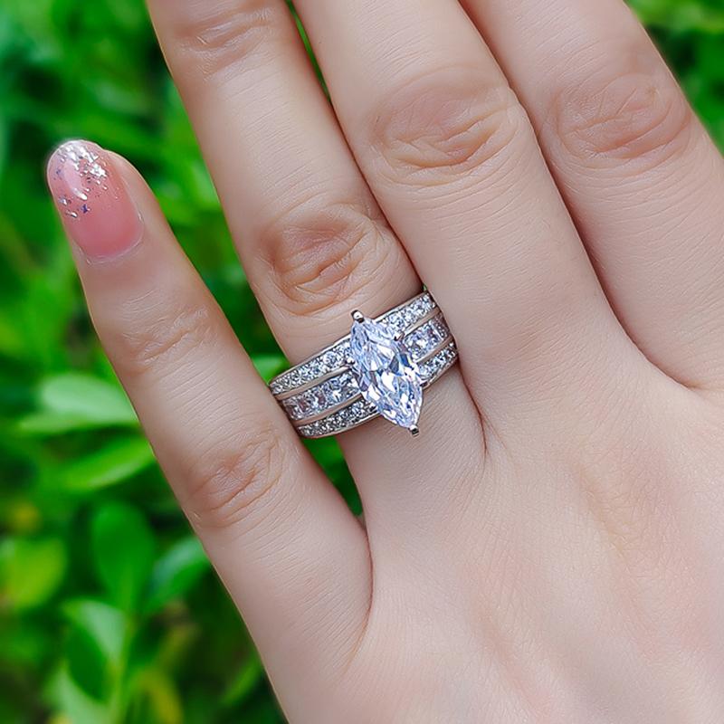 Marquise Crystal Cubic Zirconia Rings Luxury Wedding Accessories for Women Modern Fashion Design Female Jewelry Hot Sale