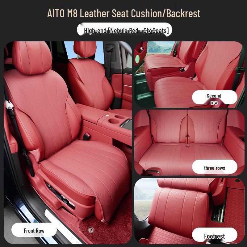 AITO M8 Nappa Leather Seat Cushion: Full Car, Five-Seat, Four Seasons, Eco-Friendly Ventilation, Auto Interior Accessories.