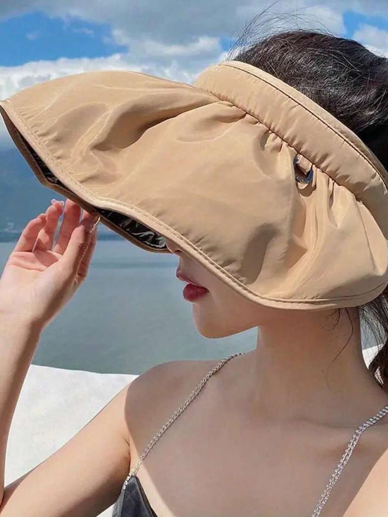 Womens Foldable Shell Visor Hat With UV Protection Large Brim Sun Hat For Beach Travel Outdoor