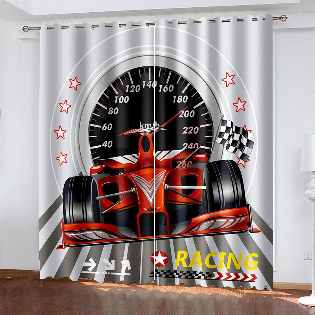 2 Panels Cool Car Sports Car Print Curtains for Bed Room Living Area Floor To Ceiling Window Kitchen Area Blinds Cortinas Grommet Top
