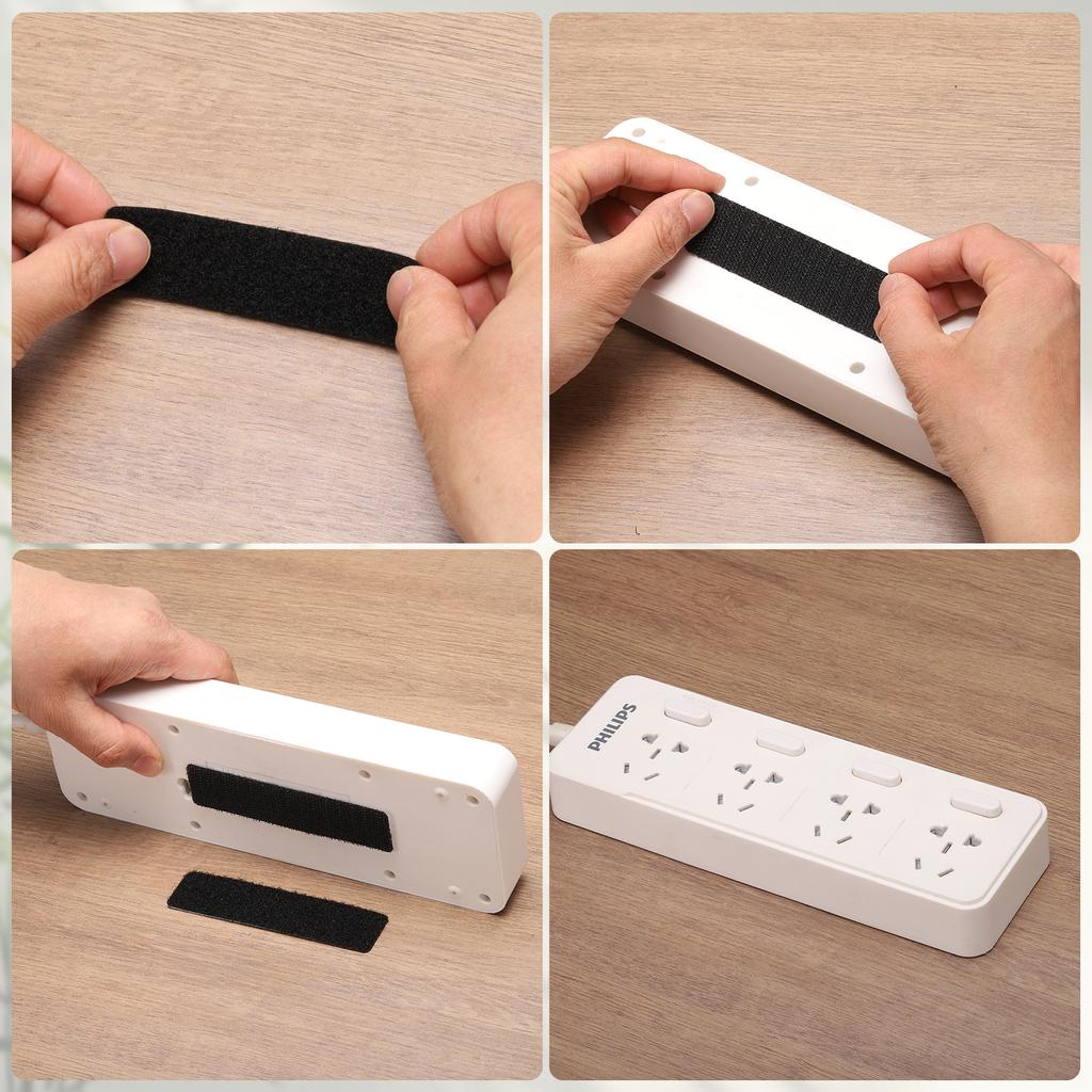 Strong Self-Adhesive Hook and Loop Fastener Tape Rectangle Nylon Sticker Adhesive Tape For Home Office Car DIY Craft Black