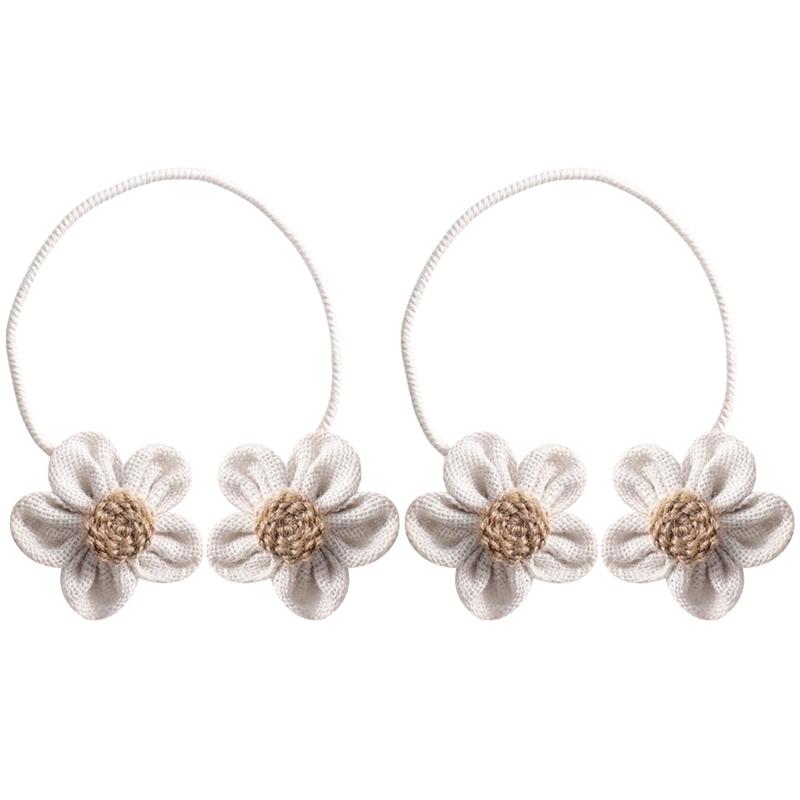 2Pcs Japanese Flower Curtain Tiebacks Bohemian Iron Rope Curtain Drapes Holder Clip Drapery Holdback Farmhouses Decors
