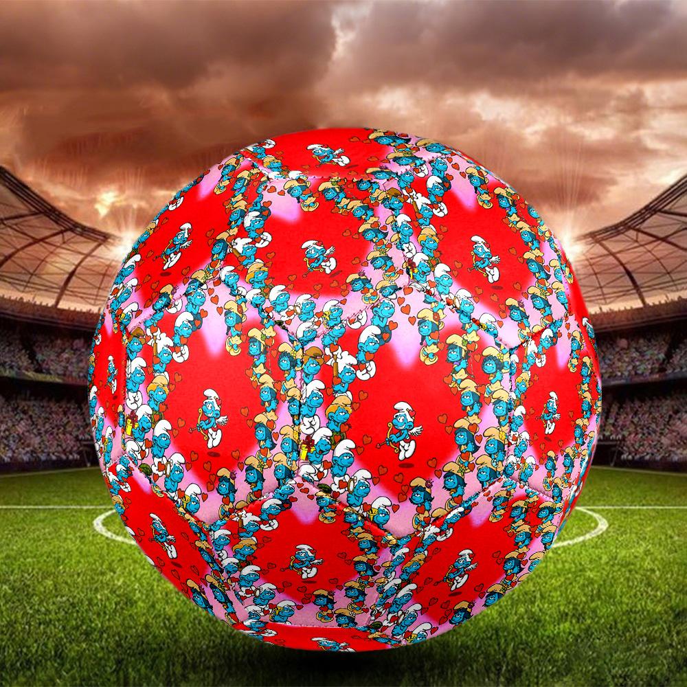 Blue Smurfs Print Size 5 Soccer Ball, Standard Match Football for Sports Game and Team Practice, Ideal Gift for Soccer Fans