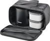 Wahei Freiz Bento Box, 640ml, Black, Slim, with Rice Container, Two Side Dish Containers, Chopsticks, and Insulated, Fortec Lunch, FLR-5957