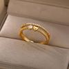 Elegant Adjustable Copper Heart Rings With Stones Portable Jewelry Gift for Her