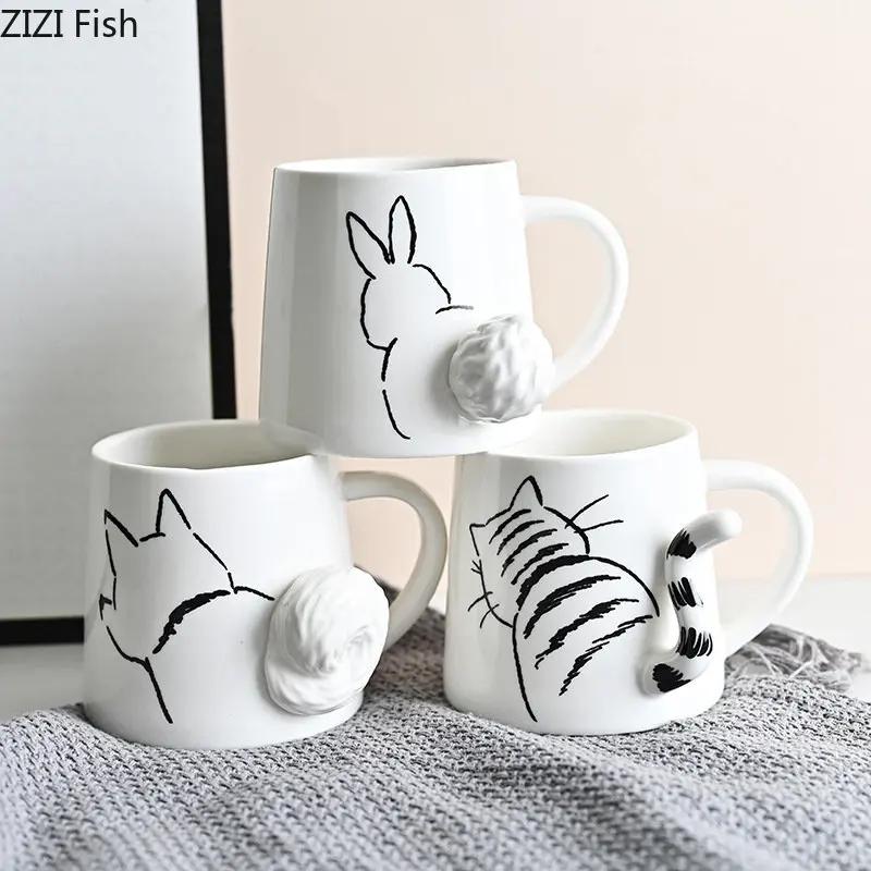 Cute Cartoon Panda Ceramic Mug Japanese Creative Animal Coffee Cup Water Cup Home Office Afternoon Tea Milk Cup Drink Gift