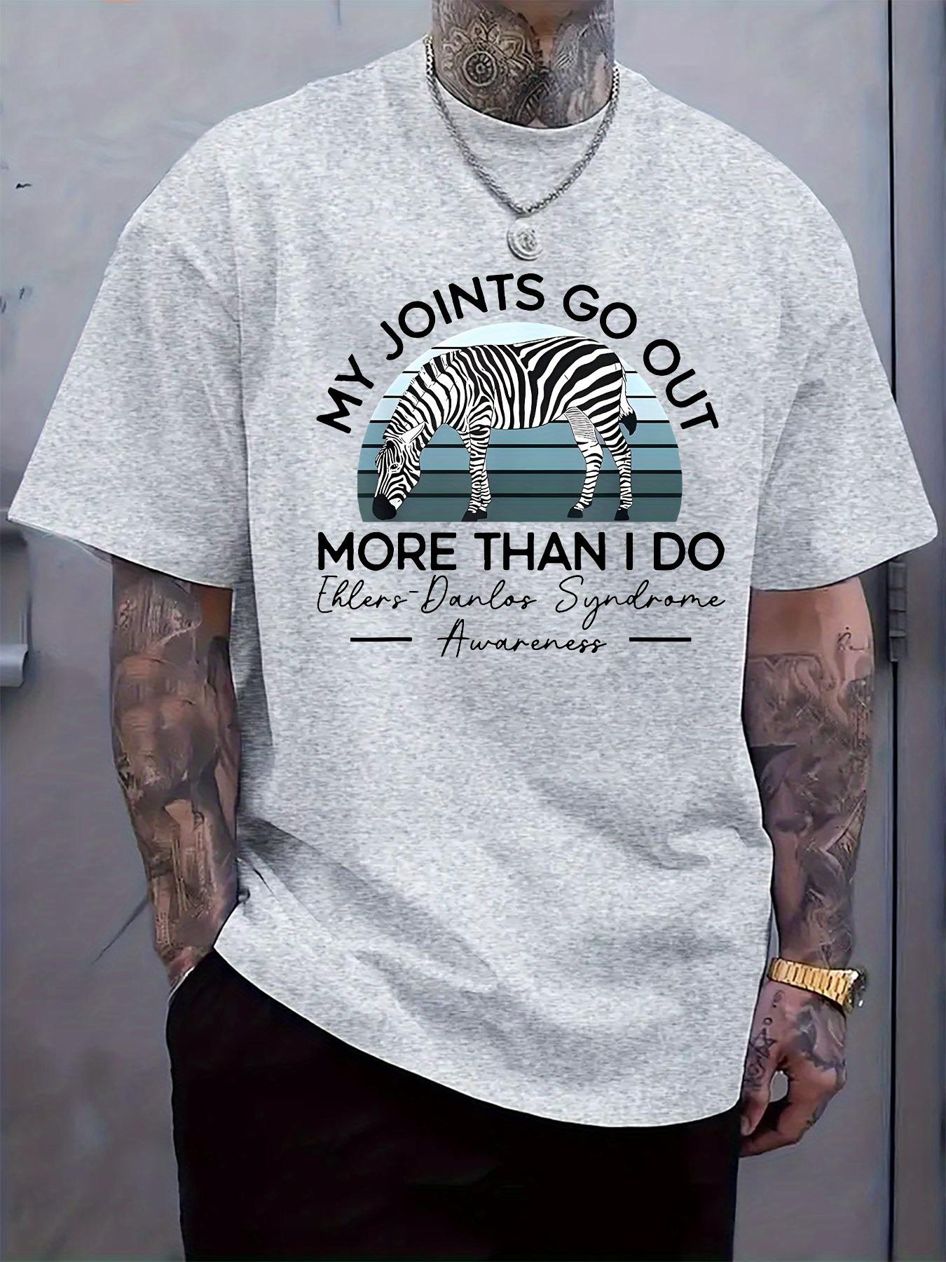 Light Gray Graphic T-shirt - Joints Go Out More Than I Do Zebra & Crocodile Design S