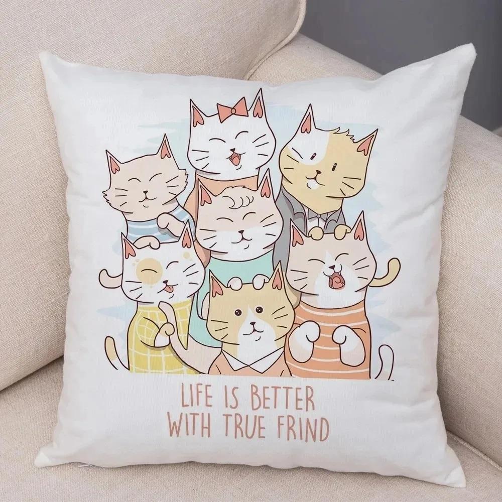 Funny Pet Cat Decorative Pillowcase Living Room Office Home Pillowcase Car Ornaments