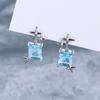 Sugar Cube Quadrangle Earrings Exquisite Personality Heavy Industry Design Sense Sweet Blue Transparent Square Diamond Zircon Star Stud Earrings