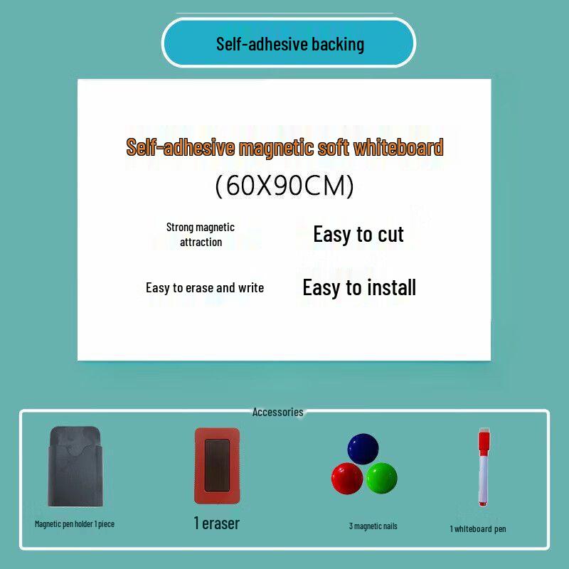 Soft Adhesive Erasable Whiteboard Wall Sticker 90x200cm