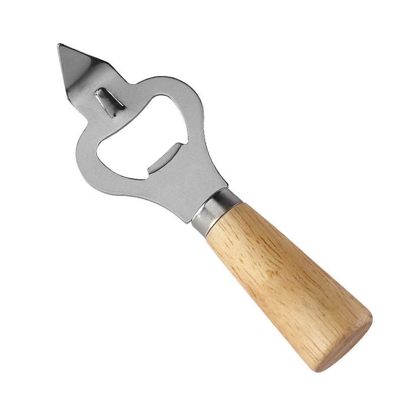 Stainless Steel & Rubber Wood Multifunctional Wine and Beer Bottle Opener