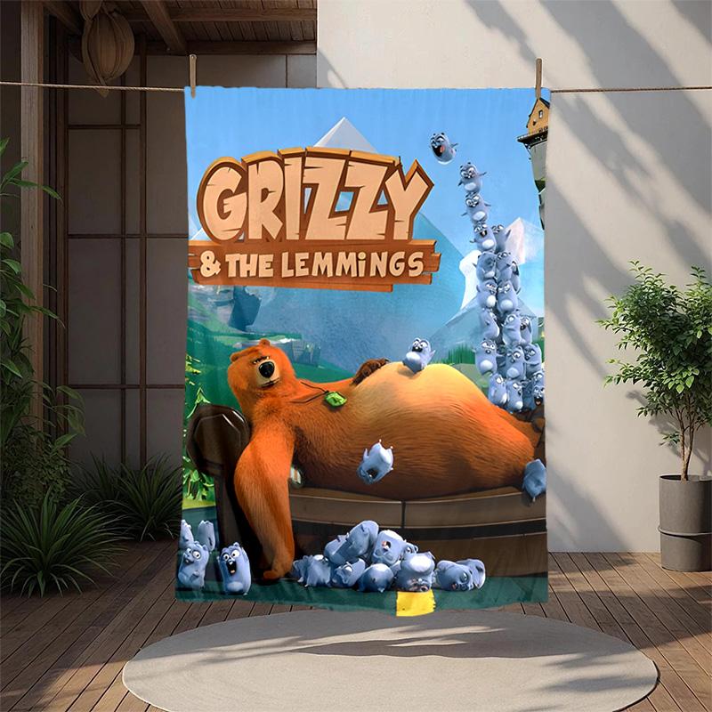 Grizzly Lemmings Flanelldecke Weich Warm Ganzjahresdecke, Design für Camping, Autoreisen, Wandern Sofa, Bett, Büro Perfektes Geschenk für Partys