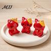Traditional Symbol Decorations for Desk 6PCS Mini Red Fortune Cat Figurines, Durable Resin Luck And Prosperity Animal Lively Crafts Miniature Gardens