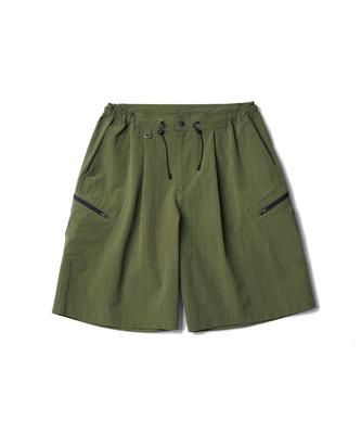 Lamolaeng Pleated Runner Shorts Olive Drab