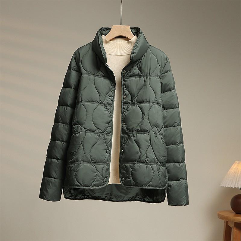Womens Lightweight Short Down Jacket Stand Collar Slim Fit White Duck Winter Coat