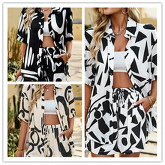 Women's 2-Piece Summer Suit: Temuxiyin Casual Belted Half-Sleeve Top and Wide-Leg Pants